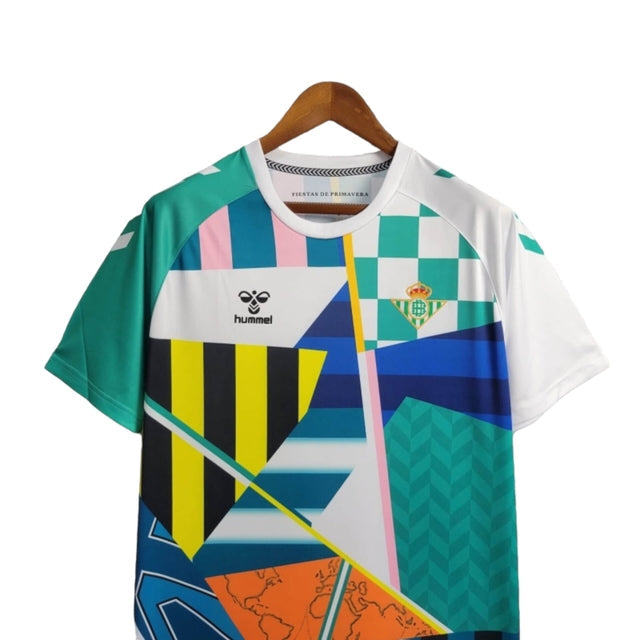 Camisa Real Bétis Edição comemorativa 24/25 - Torcedor Rhumell Masculina - Branca com detalhes coloridos