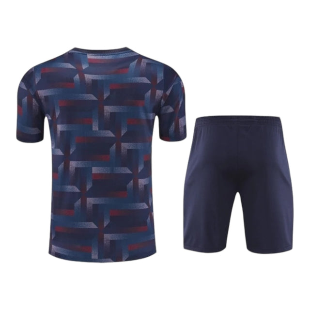 Kit Treino adulto - Camisa e Shorts - Seleção Inglaterra Nike 24/25 - Azul com detalhes em vinho e roxo