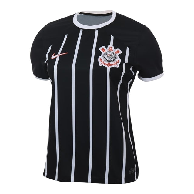 Camisa Corinthians II 23/24 - Torcedor Nike Feminina - Preta com listras brancas