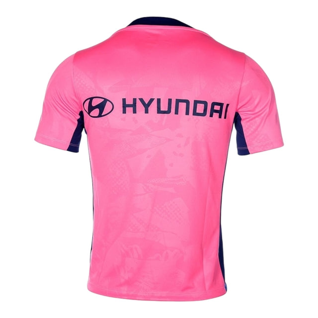 Camisa Atlético de Madrid Pré-jogo 24/25 - Torcedor Nike Masculina - Rosa com detalhes em azul