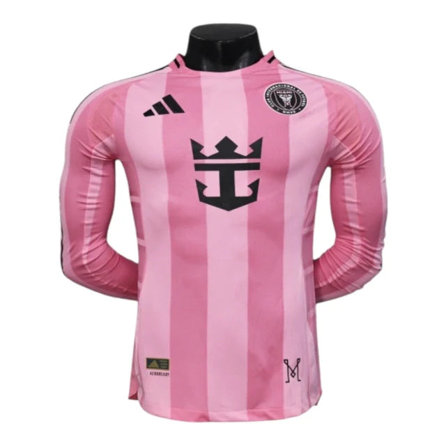 Camisa Inter Miami I 25/26 manga longa - Jogador Adidas Masculina - Rosa com detalhes em preto