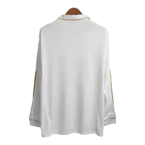 Camisa Retrô Real Madrid I 2011/2012 manga longa - Adidas Masculina - Branca com detalhes em dourado
