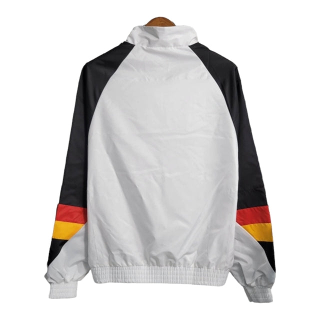 Jaqueta Corta-Vento Arsenal 23/24 - Branca com detalhes em preto e vermelho e amarelo