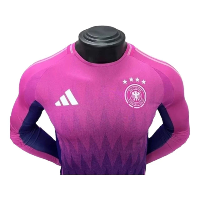 Camisa Seleção da Alemanha II 24/25 manga longa - Jogador Adidas Masculina - Rosa com detalhes em roxo