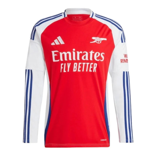Camisa Arsenal I 24/25 manga longa - Torcedor Adidas Masculina - Branca com detalhes em azul e vermelho