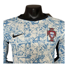 Camisa Seleção de Portugal II 24/25 manga longa - Jogador Nike Masculina - Branca com detalhes em azul