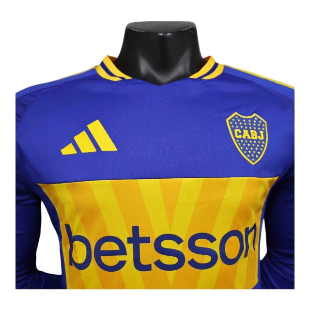 Camisa Boca Juniors I manga longa 24/25 - Jogador Adidas Masculina - Azul com detalhes em amarelo