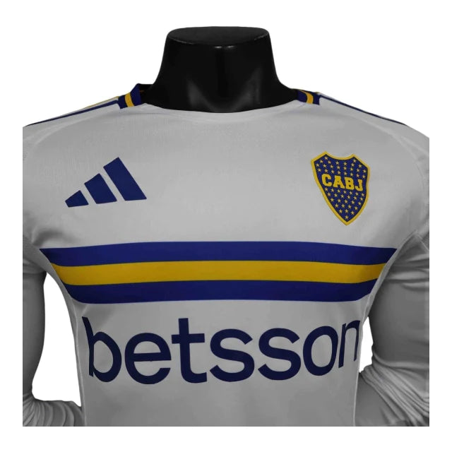 Camisa Boca Juniors II 24/25 manga longa - Jogador Adidas Masculina - Branca com detalhes em azul e amarelo
