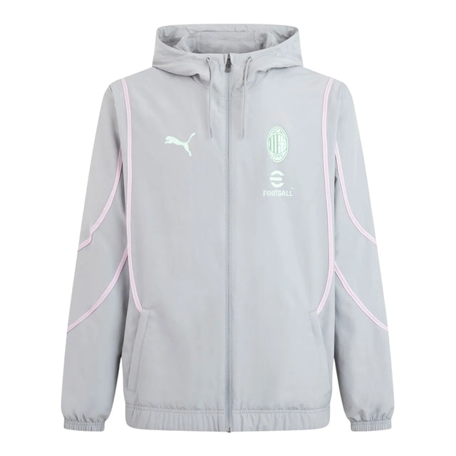 Jaqueta Corta-Vento AC Milan III 24/25 - Masculina Puma - Cinza com detalhes em rosa