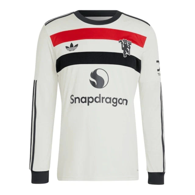 Camisa Manchester United III 24/25 manga longa - Torcedor Adidas Masculina - Branca com detalhes em preto