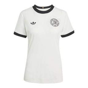 Camisa Seleção Alemanha Edição Aniversário 125 anos I 25/26 - Torcedor Adidas Feminina - Branca com detalhes em preto