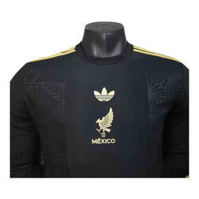 Camisa Seleção México I 25/26 manga longa - Jogador Adidas Masculina - Preta com detalhes em dourado