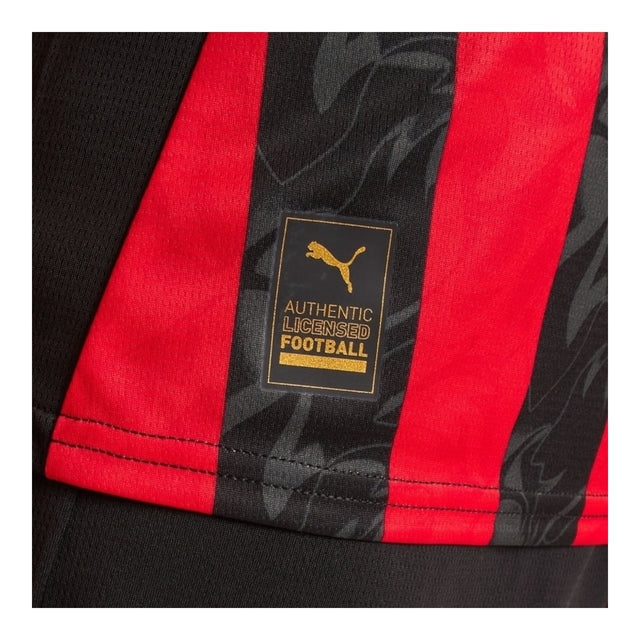 Camisa AC Milan I 25/26 manga longa - Torcedor Puma Masculina - Preta e vermelha com detalhes em cinza