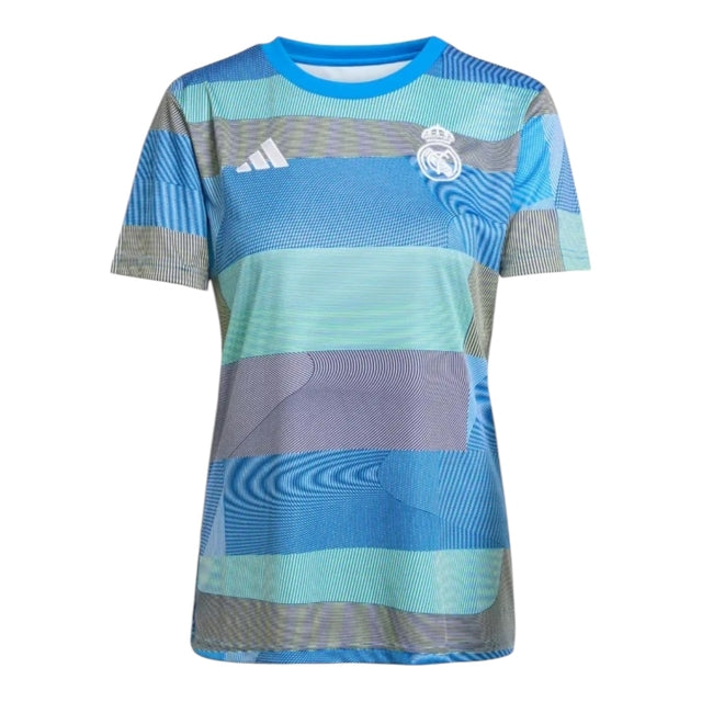Camisa Real de Madrid Pré-jogo 25/26 - Torcedor Adidas Feminina - Azul