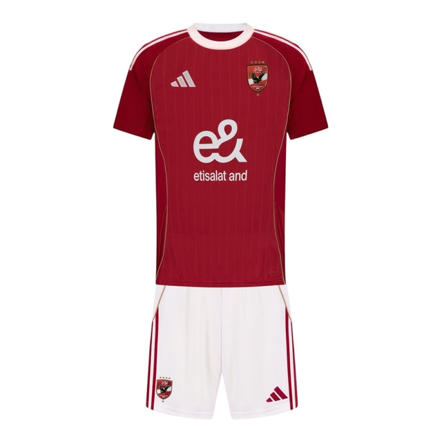 Kit Infantil Al-Ahly I 25/26 - Adidas - Vermelho e branco