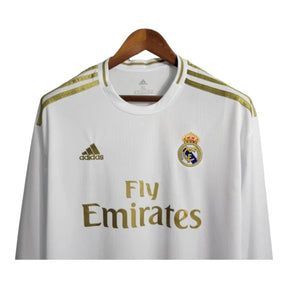 Camisa Retrô Real Madrid I 2019/2020 manga longa - Adidas Masculina - Branca com detalhes em dourado
