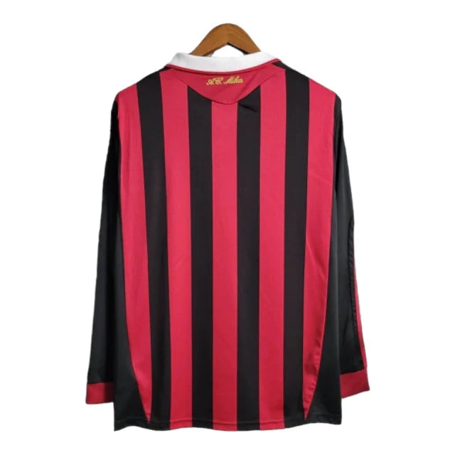 Camisa Retrô AC Milan I 2009/2010 manga longa - Masculina Adidas - Preta e vermelha com detalhes em branco