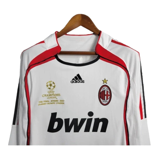 Camisa Retrô AC Milan 2006/2007 manga longa - Masculina Adidas - Branca com detalhes em preto e vermelho