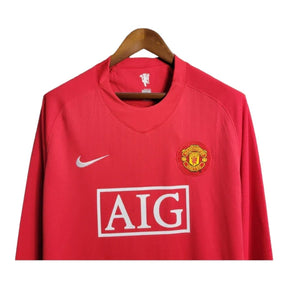 Camisa Retrô Manchester United 2007/2008 manga longa - Masculina Nike - Vermelha com detalhes em branco