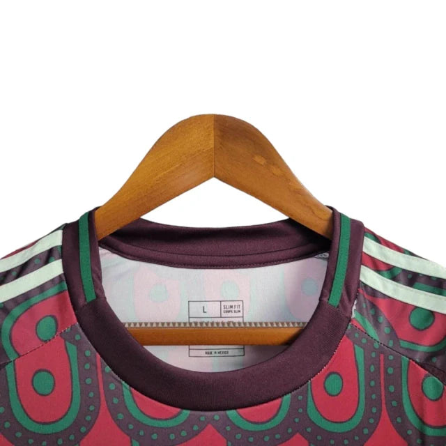 Camisa Seleção do México I 24/25 manga longa - Torcedor Adidas Masculina - Vinho com detalhes em verde e branco