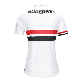 Camisa São Paulo I 25/26 - Torcedor New Balance Feminina - Branca com detalhes em vermelho e preto