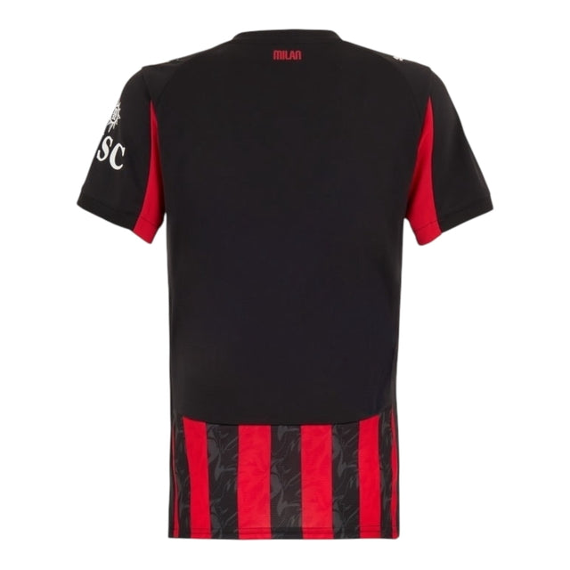 Camisa AC Milan I 25/26 - Torcedor Puma Feminina - Preta e vermelha com detalhes em cinza