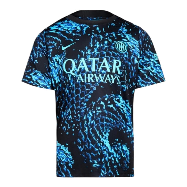 Camisa Inter de Milão Pré-jogo 25/26 - Torcedor Nike Masculina - Preta com detalhes em azul