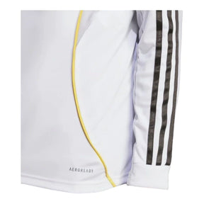 Camisa Real de Madrid I 25/26 manga longa - Torcedor Adidas Masculina - Branca com detalhes em cinza e amarelo