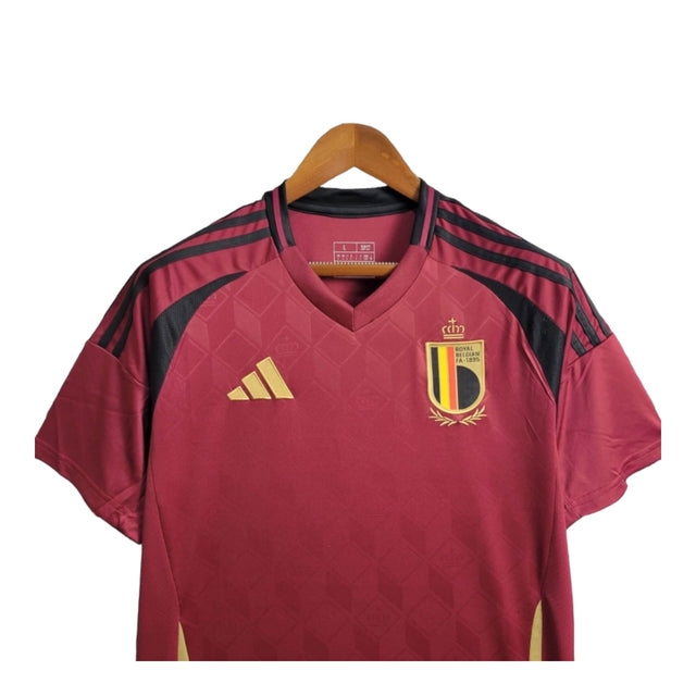 Camisa Bélgica I 24/25 - Torcedor Adidas Feminina - Vermelha com detalhes em preto e dourado