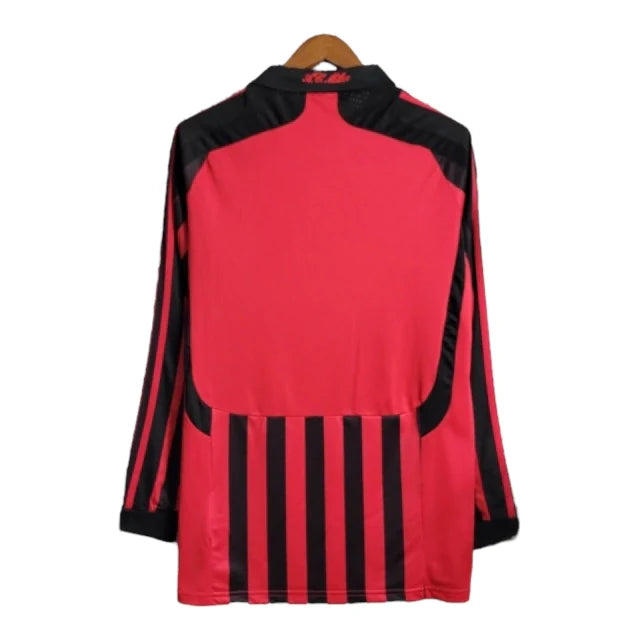 Camisa Retrô AC Milan I 2007/2008 manga longa - Masculina Adidas - Vermelha e preta
