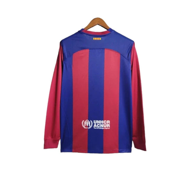 Camisa Barcelona I 23/24 manga longa - Torcedor Nike Masculina - Azul e vermelha