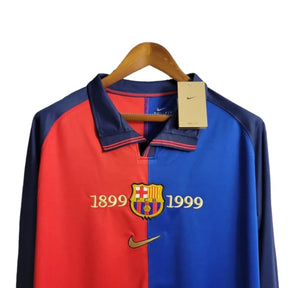 Camisa Retrô Edição Centenário Barcelona 98/99 manga longa - Masculina Nike - Azul e vermelha