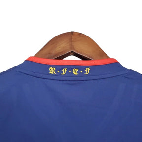 Camisa Retrô Seleção da Espanha II 2010 manga longa - Adidas Masculina - Azul com detalhes em amarelo e laranja