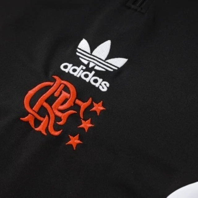 Conjunto Flamengo Treino 25/26 - Masculino Adidas - Preto com detalhes em branco e vermelho