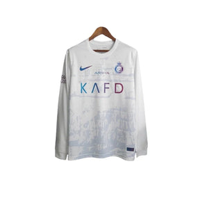 Camisa Al-Nassr II 23/24 manga longa - Torcedor Masculina - Branca com detalhes em roxo e azul