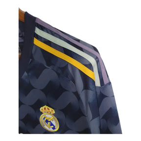 Camisa Real Madrid II 23/24 manga Longa - Torcedor Adidas Masculina - Azul com detalhes em amarelo e branco e roxo