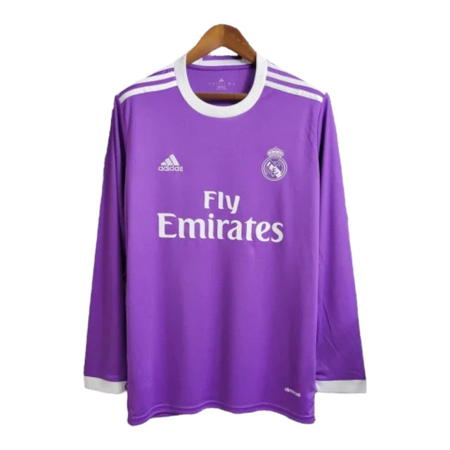 Camisa Retrô Real Madrid II 2017/2018 manga longa - Adidas Masculina - Roxa com detalhes em branca