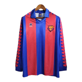 Camisa Retrô Barcelona I 1992 manga longa - Masculina Meyba - Azul e vermelha