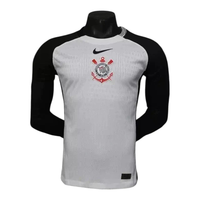 Camisa Corinthians I 25/26 manga longa - Jogador Nike Masculina - Branca e preta
