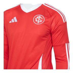 Camisa Internacional I 25/26 manga longa - Torcedor Adidas Masculina - Vermelha com detalhes em branco