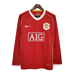 Camisa Retrô Manchester United I 2006/2007 manga longa - Nike Masculina - Vermelha com detalhes em amarelo e branco