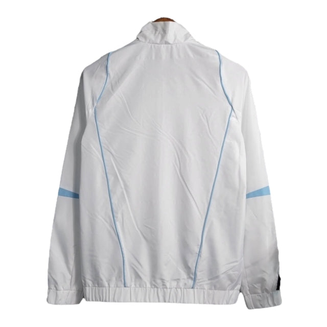 Jaqueta Corta-Vento Manchester United 23/24 - Masculina Adidas - Branca com detalhes em azul e preto