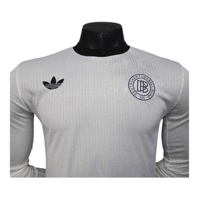 Camisa Seleção Alemanha Edição de Aniversário I 25/26 manga longa - Jogador Adidas Masculina - Branca com detalhes em preto