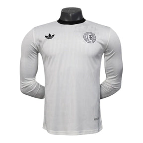 Camisa Seleção Alemanha Edição de Aniversário I 25/26 manga longa - Jogador Adidas Masculina - Branca com detalhes em preto