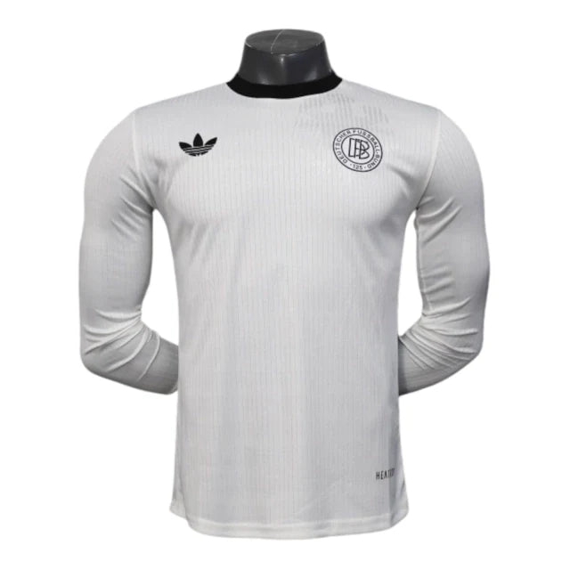 Camisa Seleção Alemanha Edição de Aniversário I 25/26 manga longa - Jogador Adidas Masculina - Branca com detalhes em preto